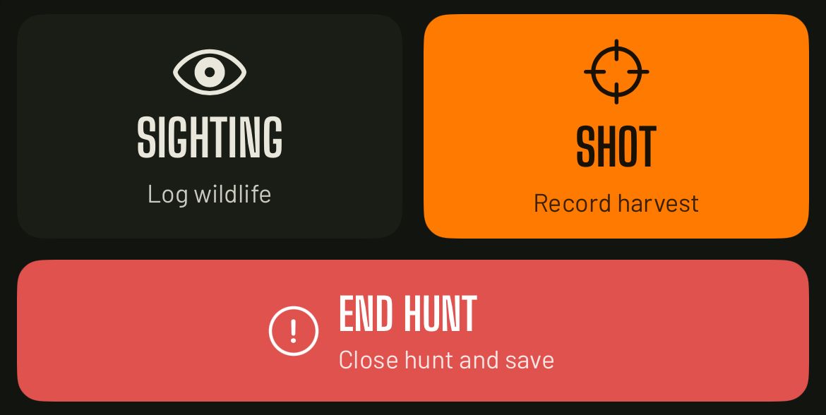 Sighting, shot and end hunt controls during a live hunt